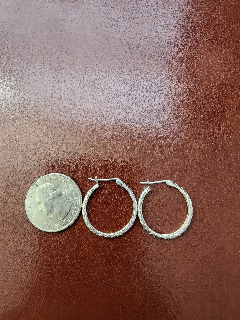 Textured Sterling Silver Hoop Earrings - Silver